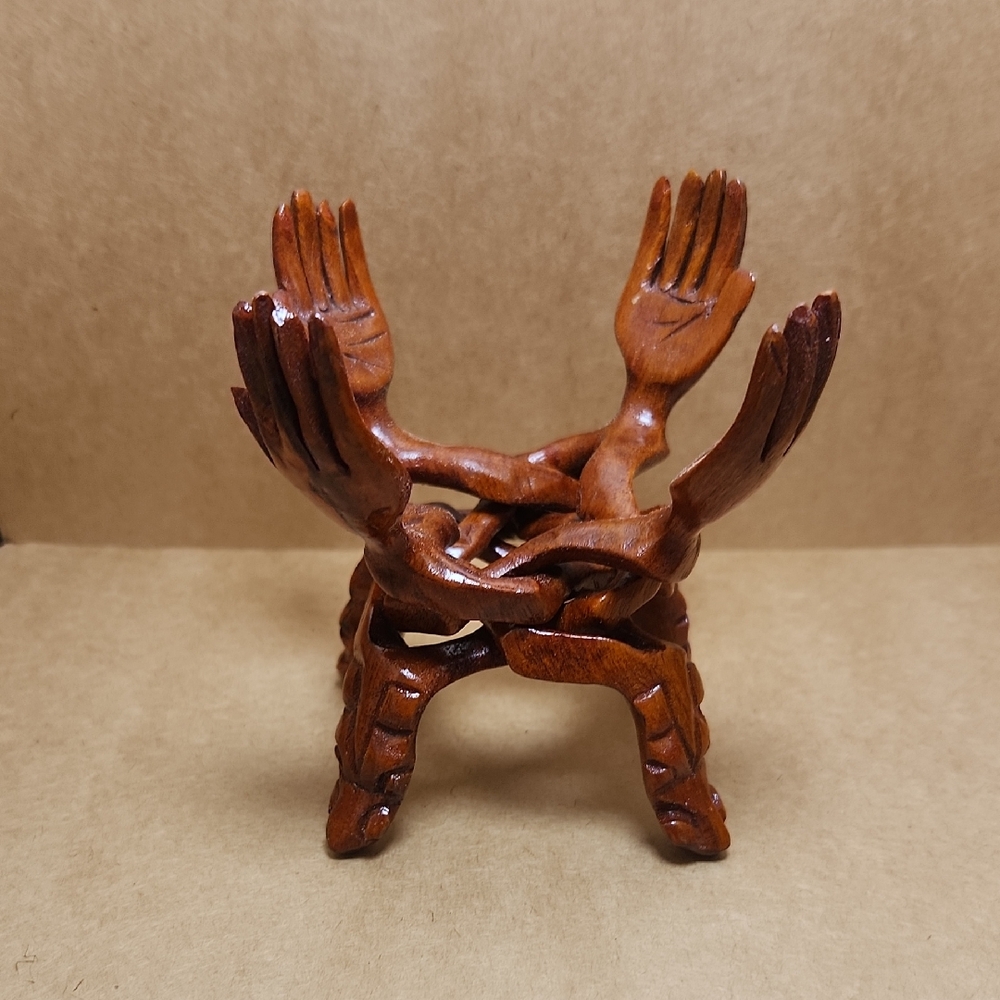 Handcrafted Wooden Sculpture Or Bowl Holder